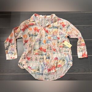 Colorful Graphic Button-Up Shirt